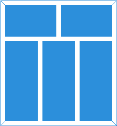 Окно трехстворчатое с двойной фрамугой